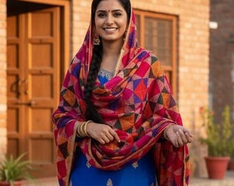 Embroidery Phulkari Dupatta, Punjabi Silk Scarf, 2 Types Chunni, Bridesmaids Favors, Jaggo Props, Bagh Stoles For Suit, Saree, Lehenga.