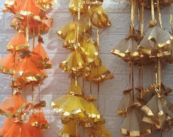 Eco-Friendly Gota Fabric String , Indian Wedding Backdrops, Haldi, Mehandi, Sangeet, Seemantham, Party Prop Hangings, Pack Of 20-200 Garland