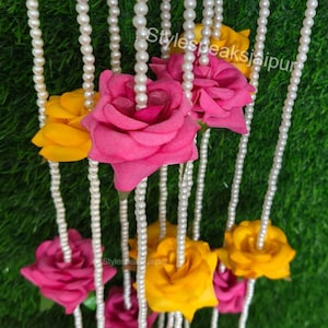 Custom Color Size Rose Pearl Garland, Christmas, Diwali, Nikah, Mandap Stage, Eid Backdrops, Romantic Event Decoration, Temple Decor Strings