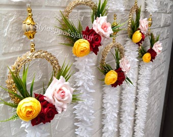 Jasmine Rose Flower String Garland, Diwali Party Deco Garland, Flower Wall Hanging, Navratri Pooja Mandir Decoration, Stage Backdrop