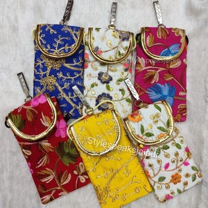 Elegant Embroidery Mobile Pouch ,Gift for all Occasions ,Sling Bag, Party Favors, Gift For Guests, Ethnic crossbody phone bag
