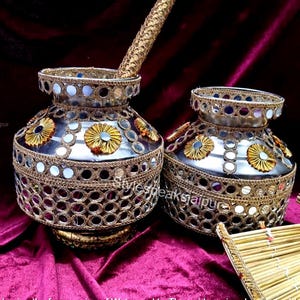 Punjabi Sikha Wedding Jaggo Set, Jaggo Ghadoli/Chanj/Dandia, Maiyoon Set, Jaggo Function Accessory, Mirror Work Jaggo Set, sangeet chari