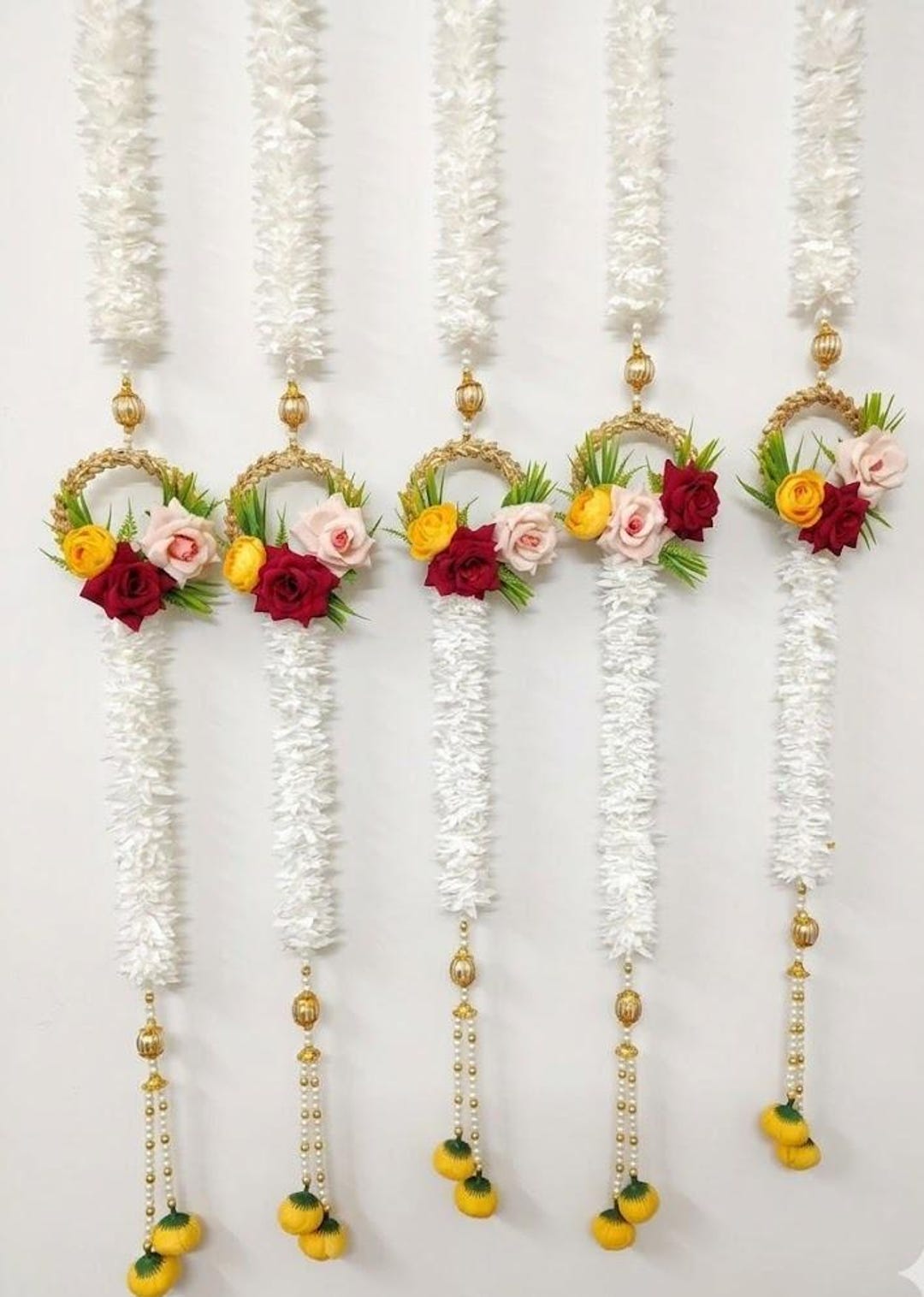 White Jasmine ( Gajra ) With Rose Flower Ring, Flower, Peony