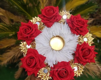 Rose Gota Jasmine Mirror Work Decorative Rangoli, Diwali Diya Decoration, Candle  Holder, Diya Rangoli, Table Top Decor, Pooja Room Decor