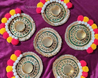 6 Piece Rangoli Set, Diwali Decoration, Tea Light Holder, Diwali  Home decor Diyas, Temple Decoration, Decorative Diyas, Entryway Decoration