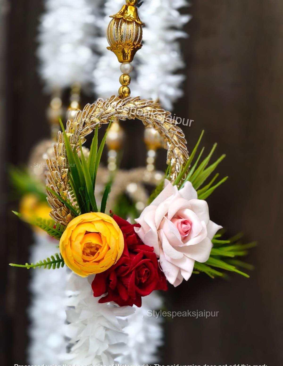 White Jasmine ( Gajra ) With Rose Flower Ring, Flower, Peony