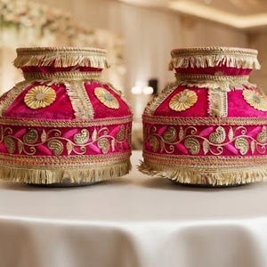 Designer Punjabi Jaggo Ghadoli/Chari Set, Decorative Kalash, Wedding Ceremony Pot, Mehndi Haldi Sangeet Pooja Decor, Traditional Matka 7Inch