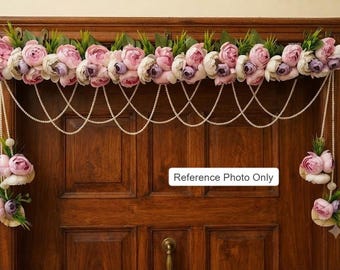 Pastel Peony Flower Toran Luxury Door Valance Main Entrance Decor for Diwali Navratri Ganesh Puja & Weddings Door Hanging Housewarming Decor