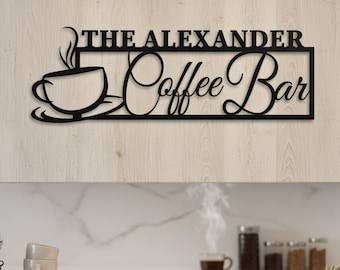Coffee Bar Metal Sign, Coffee Lovers Wall Decor for Home Cafe, Personalized Coffee Station Plaque, Coffee Cup Sign, Barista Gift