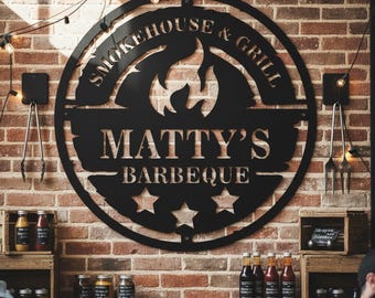 Personalized Metal Smokehouse & Grill Sign, Outdoor BBQ Metal Decor, Barbecue  Decor, Grill Art, Custom BBQ Sign, Smokehouse Metal Sign