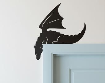 Dragon Door Topper, Door Corner Decor, Dragon Wall Art, Metal Door Topper,  Dragon Silhouette Sign for Bedroom, Fantasy Door Decor