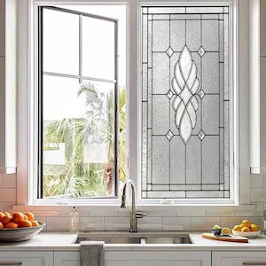 Stained Glass Window Film – Frosted Style Peel & Stick Privacy Decal | Self-Adhesive Static Cling Glass Sticker | Custom Size, Home Decor