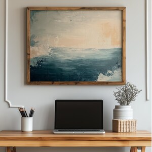 Abstract Ocean Digital Print Coastal Wall Art Textured Blue Minimalist Seascape Painting Download Modern Neutral Beach House Decor 6