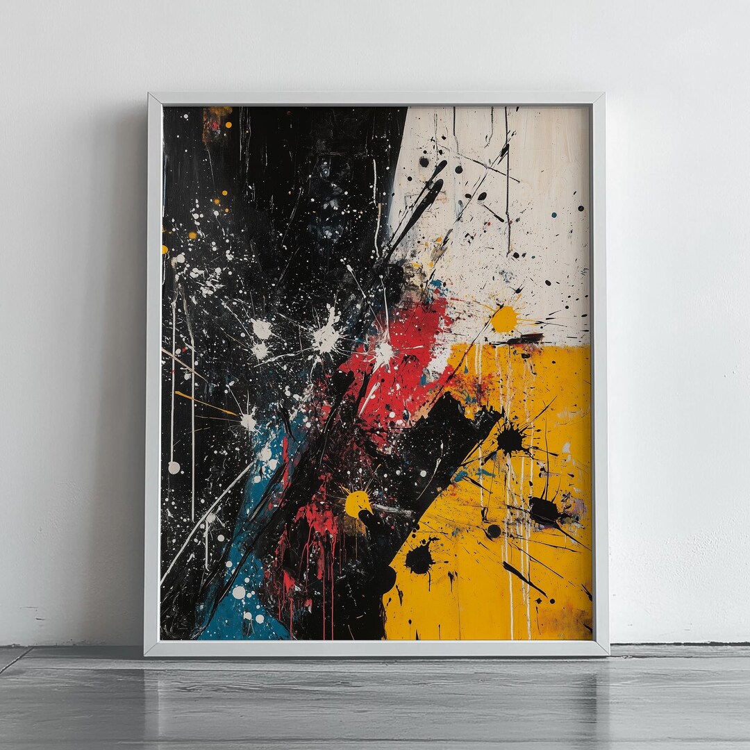 Abstract Expressionist Wall Art Print, Bold Modern Drip Painting Decor ...