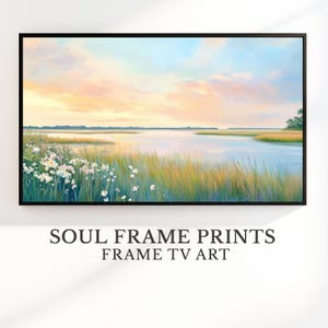 Frame TV Art Coastal Marsh Golden Hour Digital Download Lowcountry Landscape Artwork Pastel Seaside Nature Inspired Tranquil Wall Decor 80