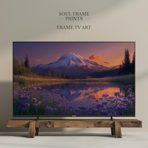Mount Rainier Frame TV Art Wildflower Sunset Digital Download Mountain Reflection Samsung Frame TV Art Landscape Nature Wall Decor 54