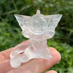 Cráneo de elfo de cuarzo transparente: piedra curativa de cristal natural, 5 cm