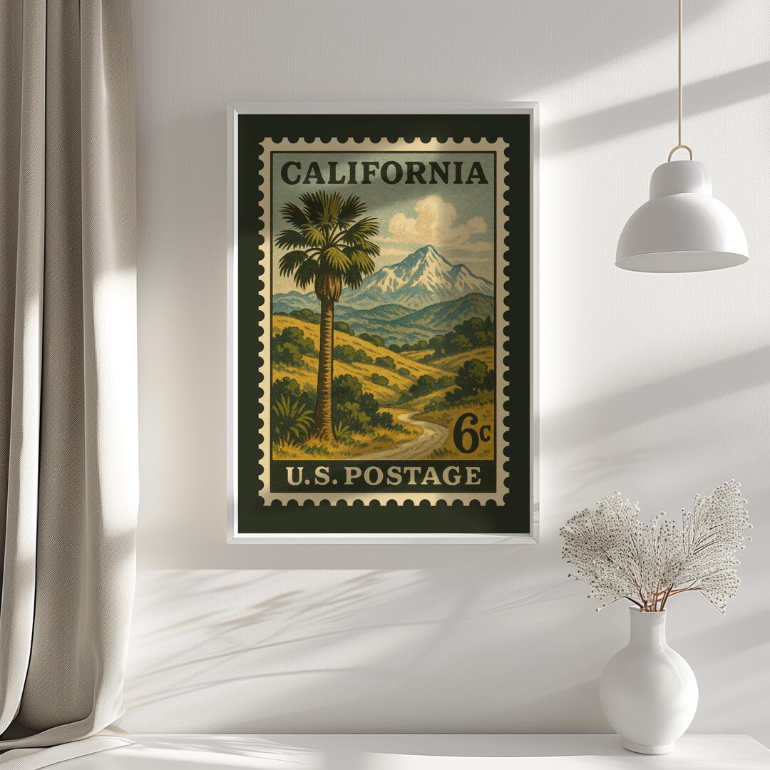 California Postage Stamp Print | Collector Series: Mountain & River ...