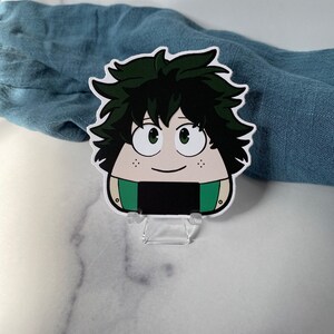 Green Hair Student Hero Onigiri Die Cut Gloss Vinyl Sticker