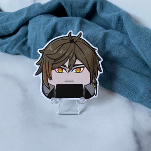 Genshin Zhongli Onigiri Die Cut Gloss Vinyl Sticker