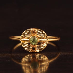 Peridot & Citrin Ring: 14K Vergoldeter Solitär, 925 Sterling Silber Verlobungsring