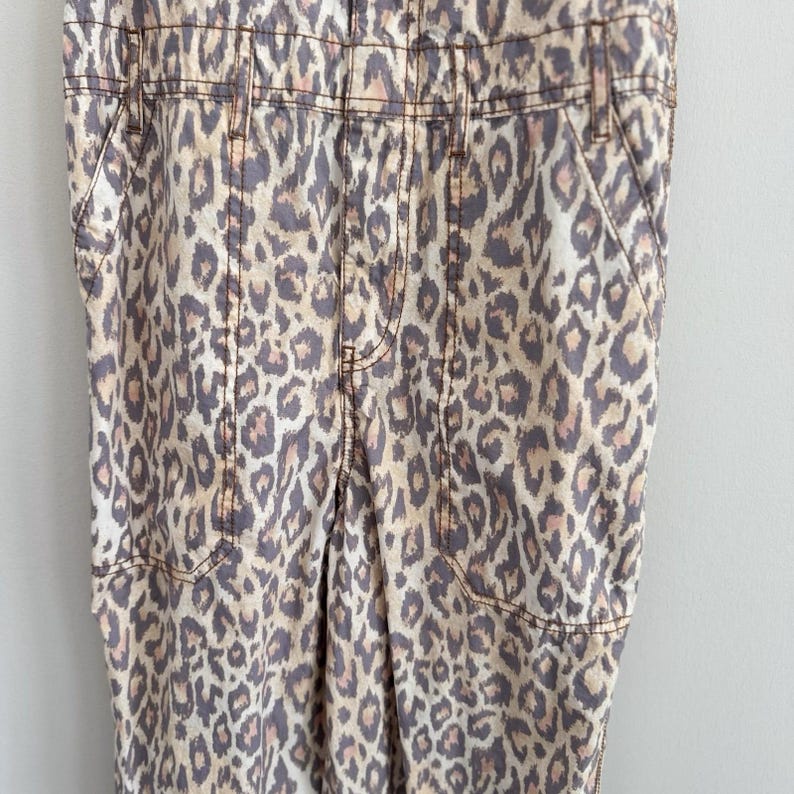 Urban Outfitters Leopard Print Overalls XS Canvas Carpenter Jumpsuit Y2K Street image 5