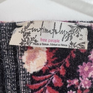 Free People Floral Long Sleeve Bodysuit Cutout Back Pink Purple Size S image 6
