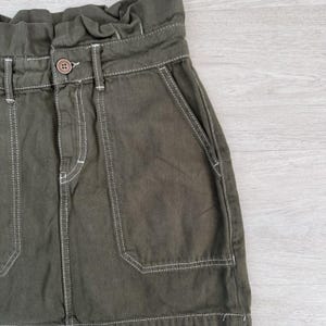 Free People Rock Damen 4 Oliv Grün Paperbag Taille Denim Mini Boho Bild 2