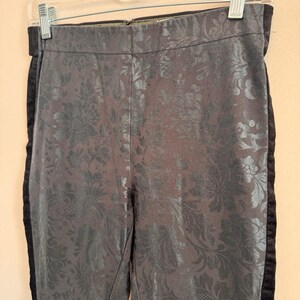 Anthropologie Essential Skinny Pants Womens 4 Black Floral Jacquard Tuxedo image 3