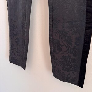 Anthropologie Essential Skinny Pants Womens 4 Black Floral Jacquard Tuxedo image 4