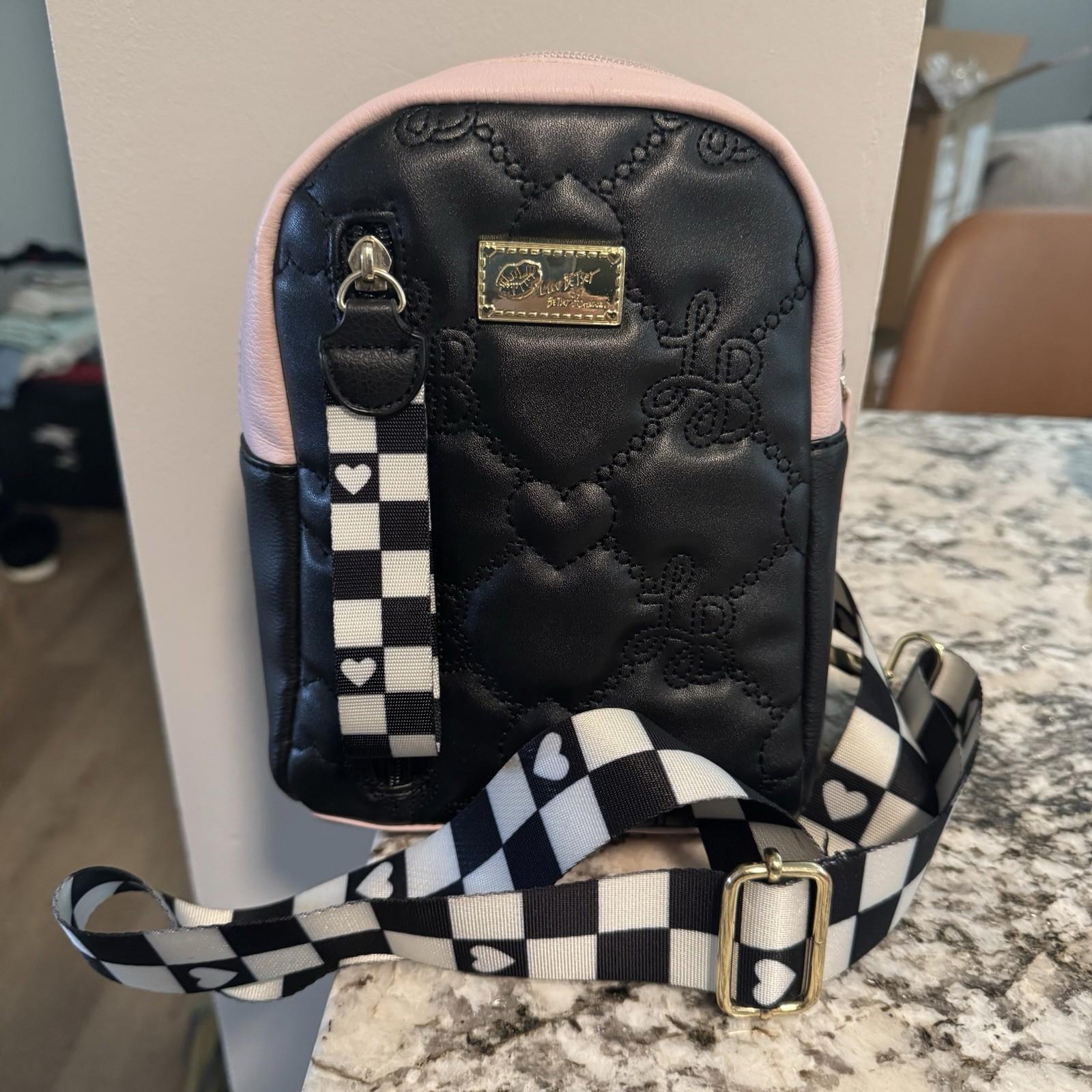 betsey johnson leather backpack Vegan Quilted Rhinestone Mini Polyvinyl Chloride (PVC) 12L x 16H x 5.5D Total length of strap Betsey johnson yellow backpack -