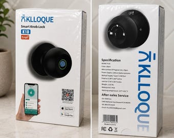 KLLOQUE K10 Smart Fingerprint Door Knob Lock Tuya App Keyless Black New