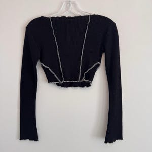 Out From Under Urban Outfitters Waffle Crop Top Black XS Y2K Women's image 2