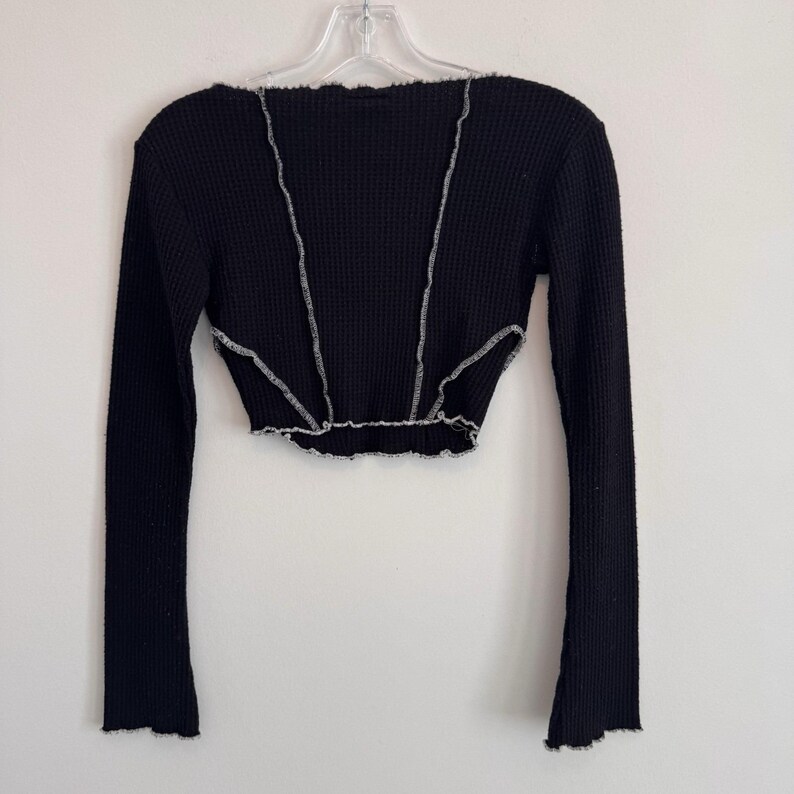 Out From Under Urban Outfitters Waffle Crop Top Black XS Y2K Women's image 2