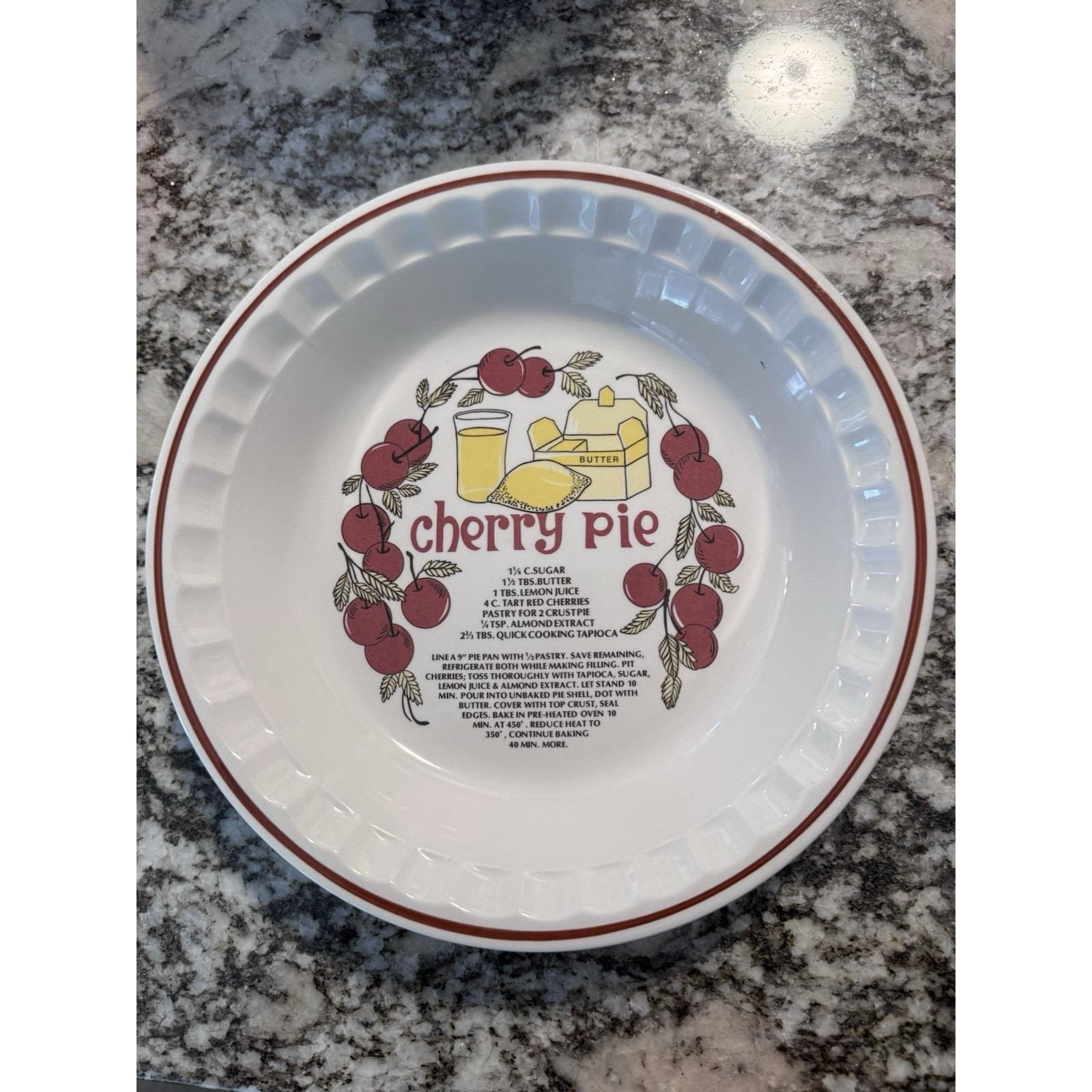 Vintage Hankook Korea Ceramic Deep Dish Cherry Pie Plate With