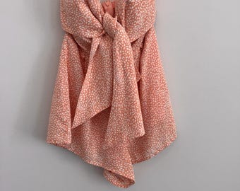 Pink Lily Coral Petal Print Romper Small S Strapless Big Bow Front Cutout Summer