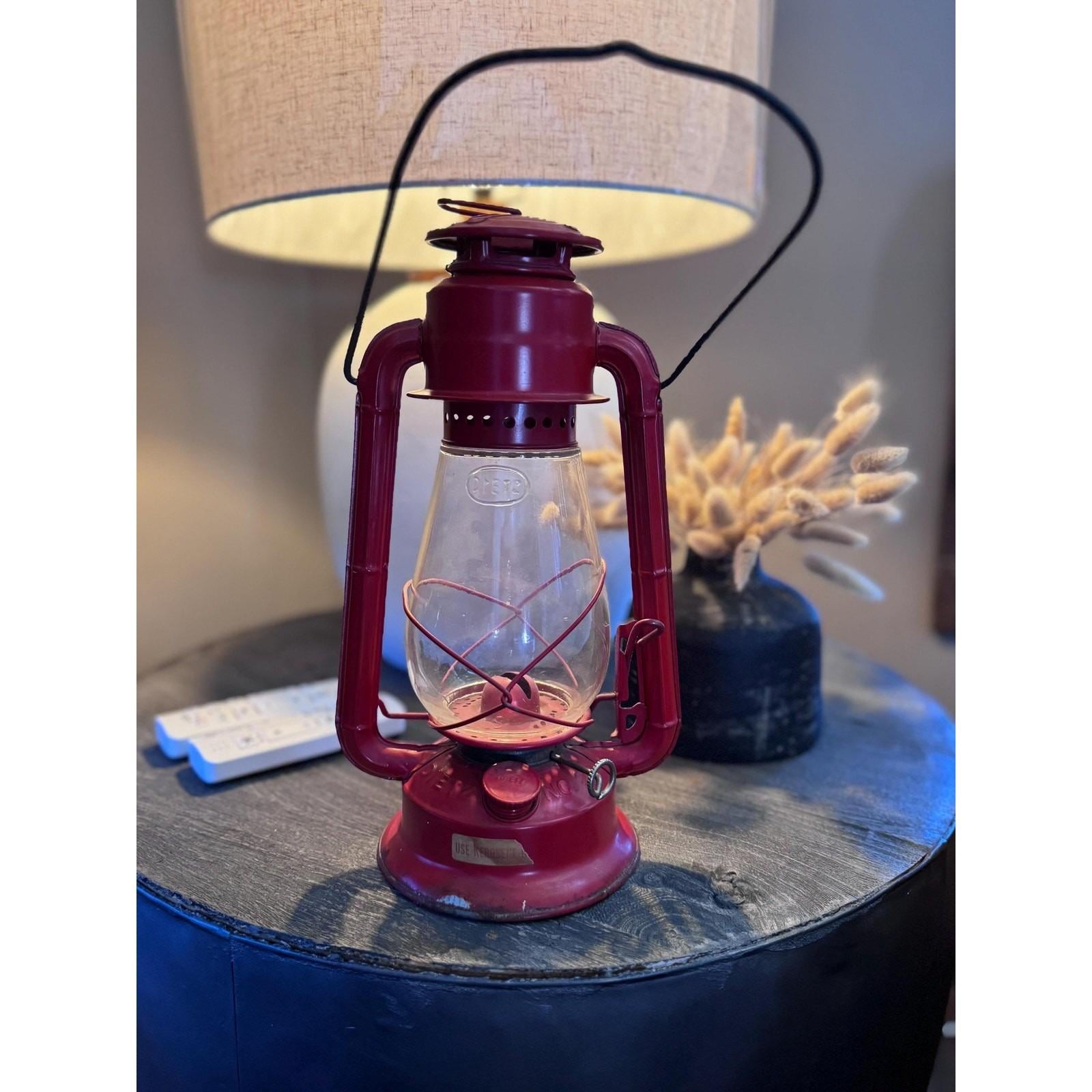 Vintage Dietz Junior No. 20 Red Kerosene Lantern Rustic Condition