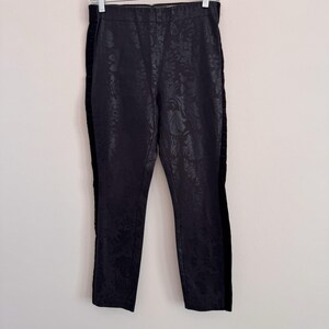 Anthropologie Essential Skinny Pants Womens 4 Black Floral Jacquard Tuxedo image 1