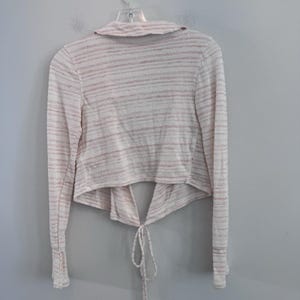 Cárdigan de punto estilo boho, color rosa marfil, abierto por delante, de Free People, talla XS. imagen 10