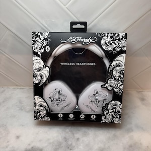 海外限定 エドハーディー ワイヤレスヘッドフォン ホワイト スカル タトゥー柄 Ed Hardy Wireless Bluetooth Headphones White Tattoo Design, Noise