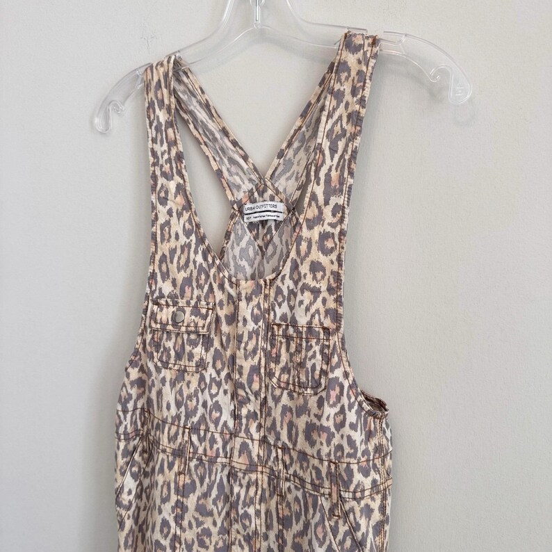 Urban Outfitters Leopard Print Overalls XS Canvas Carpenter Jumpsuit Y2K Street image 4