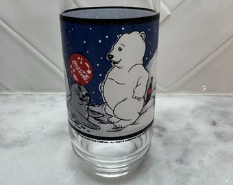 Copos Coca-Cola Winter com Urso Polar Bebê e Foca, Edição Vintage de 1997