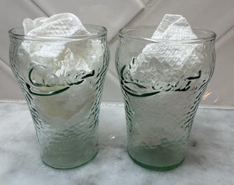 Vasos vintage de Coca-Cola de 10 cm con relieve y textura granulada - Juego de 2
