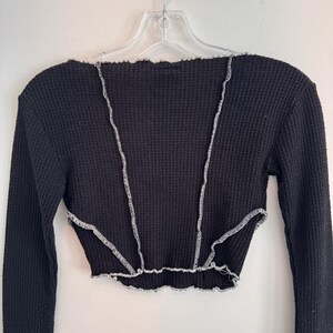 Out From Under Urban Outfitters Waffle Crop Top Black XS Y2K Women's image 6