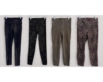 Lot of 4 Spanx Leggings Medium Faux Leather Camo Snakeskin Twill Jeggings M