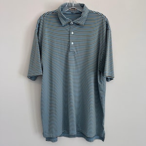 ピーター・ミラー サマーコンフォート ポロシャツ メンズ ラージ ブルー ブラウン ストライプ ゴルフ