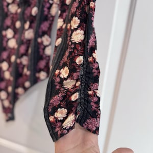 Free People Floral Long Sleeve Bodysuit Cutout Back Pink Purple Size S image 5