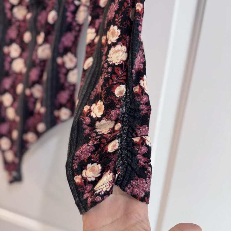 Free People Floral Long Sleeve Bodysuit Cutout Back Pink Purple Size S image 5