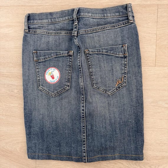 Express Jeans Patch Button Front Denim Skirt 00 Y… - image 2