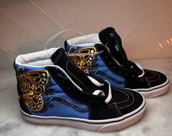 Zapatillas VANS SK8-HI Dia De Muertos negras con estampado de mariposa y calavera, talla 5 para hombre (W6.5)